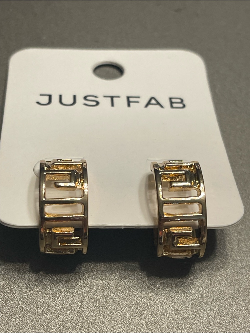 JustFab Gold Cutout Hinge Hoop Earrings